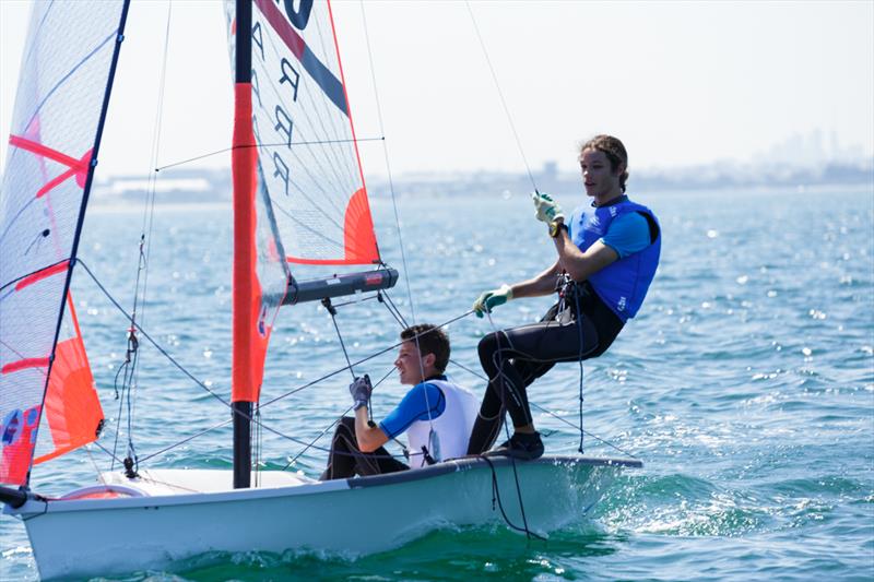 Hansen and Colley win the 29er class at the Yachting NSW Youth Championships photo copyright Robin Evans taken at Georges River 16ft Skiff Sailing Club  and featuring the 29er class