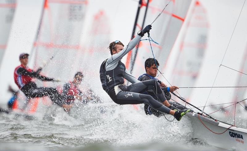 Kiwi 29er crews in action at the Worlds in Gdynia - July 2019 photo copyright Robert Hajduk / www.shuttersail.com taken at  and featuring the 29er class