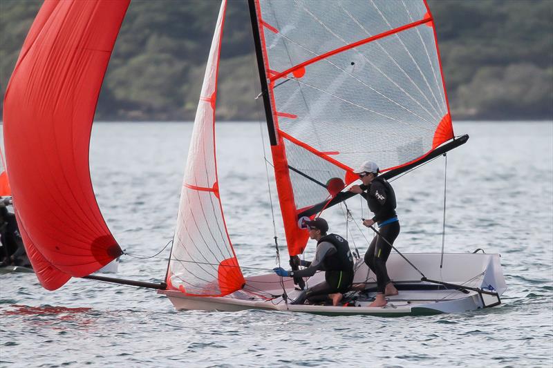 29er class holding sprint racing at Wakatere BC - Narrow Neck - June 2020 photo copyright Richard Gladwell / Sail-World.com taken at Wakatere Boating Club and featuring the 29er class