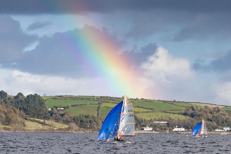 Ben Graf with crew Emily Conan of Lough Ree Yacht Club competing in the 29er class during the Investwise Irish Sailing Youth Nationals on Cork Harbour photo copyright David Branigan / Oceansport taken at Royal Cork Yacht Club and featuring the 29er class