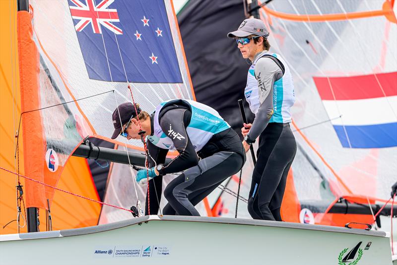 George Lee Rush and Seb Menzies (NZL) - 29er - 2022 Youth Worlds - The Hague - July 2022 photo copyright Sailing Energy taken at Yachting New Zealand and featuring the 29er class