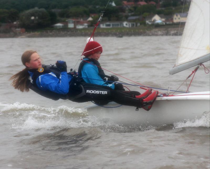 Holly Wright and Olivia Nixon in their 420 during the West Kirby Sailing Club Season Opener on the Dee Estuary photo copyright Trevor Jenkins taken at West Kirby Sailing Club and featuring the 420 class