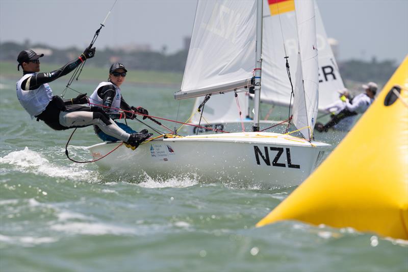 Seb Menzies, Blake McGlashan - NZL Mens 420 - Day 4 - Youth Sailing World Championships - Corpus Christi, Texas, USA  photo copyright Jen Edney / World Sailing taken at Corpus Christi Yacht Club and featuring the 420 class