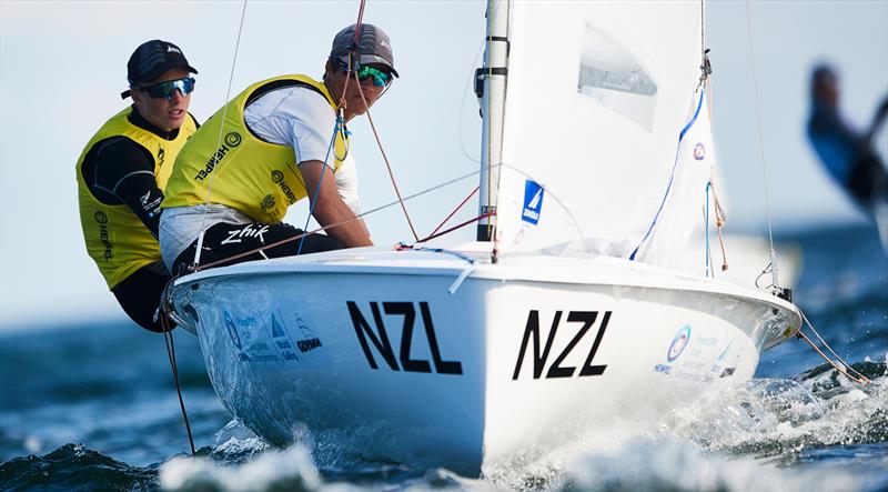 Seb Menzies and Blake McGlashan (NZL) - 420 - Day 5 - 2019 Hempel Youth Sailing World Championships, Gdynia, Poland photo copyright Robert Hajduk / World Sailing taken at  and featuring the 420 class