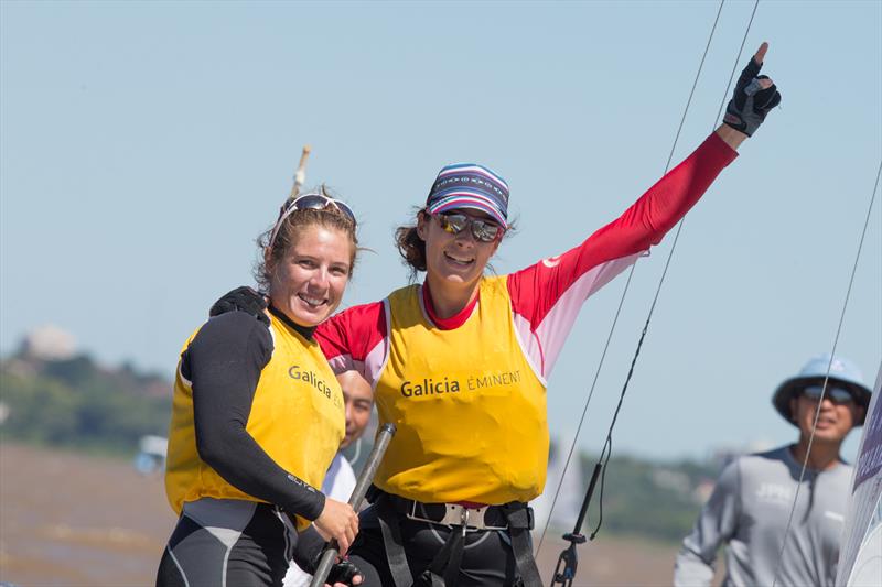 Camille Lecointre/Helene Defrance (FRA9) on the final day of the 470 Worlds in Argentina photo copyright Matiaz Capizzano taken at Club Náutico San Isidro and featuring the 470 class