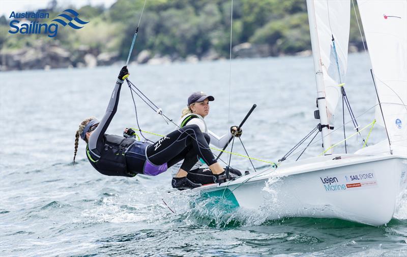 Carrie Smith and Jaime Ryan in the 470 at Sail Sydney 2016 - photo © Robin Evans