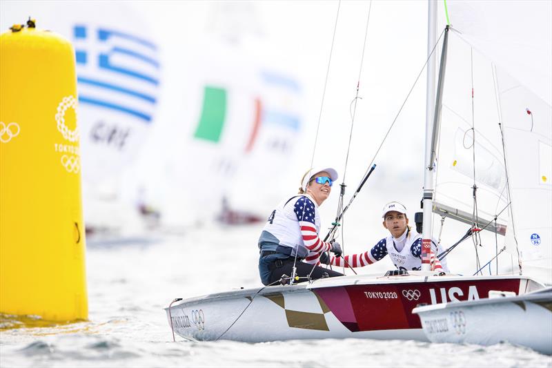 Nikki Barnes (St. Thomas, USVI) and Lara Dallman-Weiss (Shoreview, Minn.) at the Tokyo 2020 Olympic Sailing Competition photo copyright Sailing Energy / US Sailing taken at  and featuring the 470 class