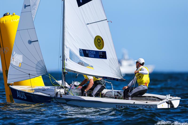 Men's 470 Gold for Mat Belcher and Will Ryan (AUS) at the Tokyo 2020 Olympic Sailing Competition photo copyright Sailing Energy / World Sailing taken at  and featuring the 470 class