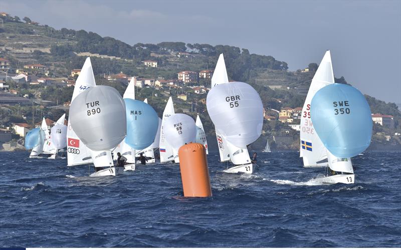 Racing in the only race sailed on Day 3 of the 2019 European 470 Championships, San Remo photo copyright GerolamoAcquarone taken at  and featuring the 470 class