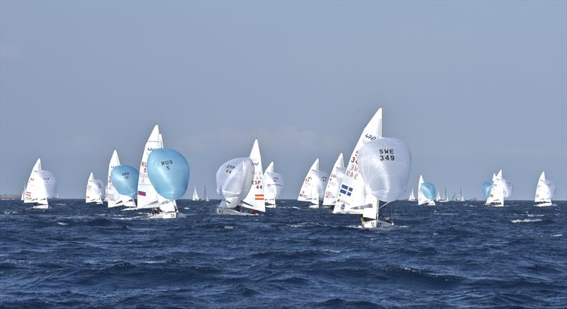 Racing in the only race sailed on Day 3 of the 2019 European 470 Championships, San Remo photo copyright GerolamoAcquarone taken at  and featuring the 470 class