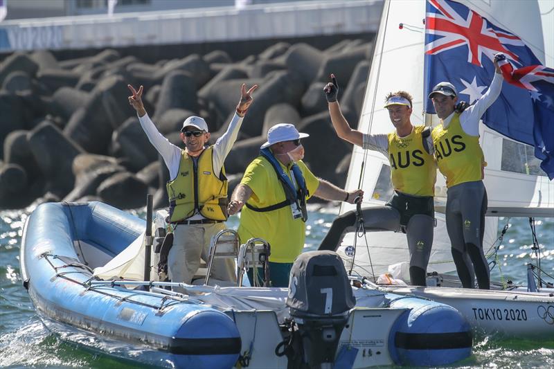 Victor Kovalenko, Iain Murray, Will Ryan and Mat Belcher - 470 Mens Medal Race - Tokyo2020 - Day 10 - August 4, , Enoshima, Japan - photo © Richard Gladwell - Sail-World.com / nz