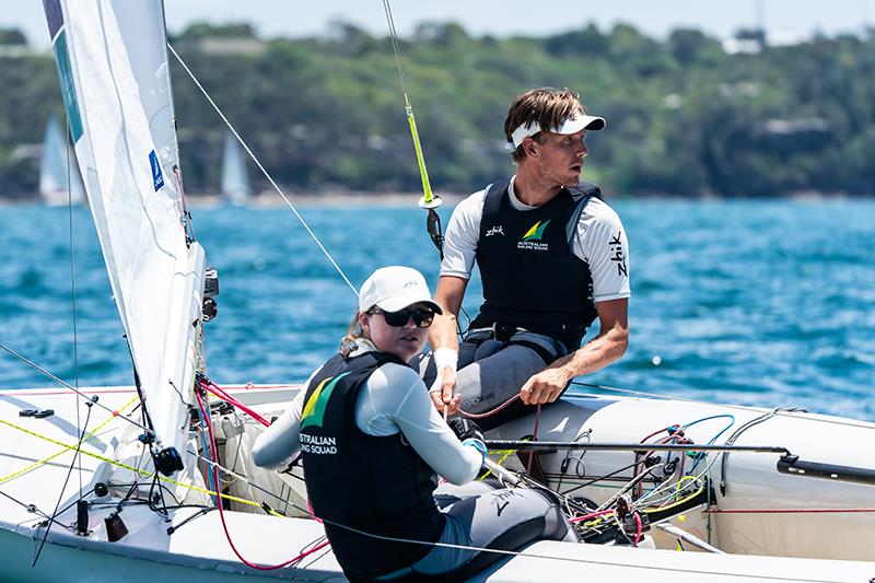 Nia Jerwood & Conor Nicholas (AUS) sailing the Mixed 470 at 2023 Sail Sydney photo copyright Beau Outteridge taken at  and featuring the 470 class