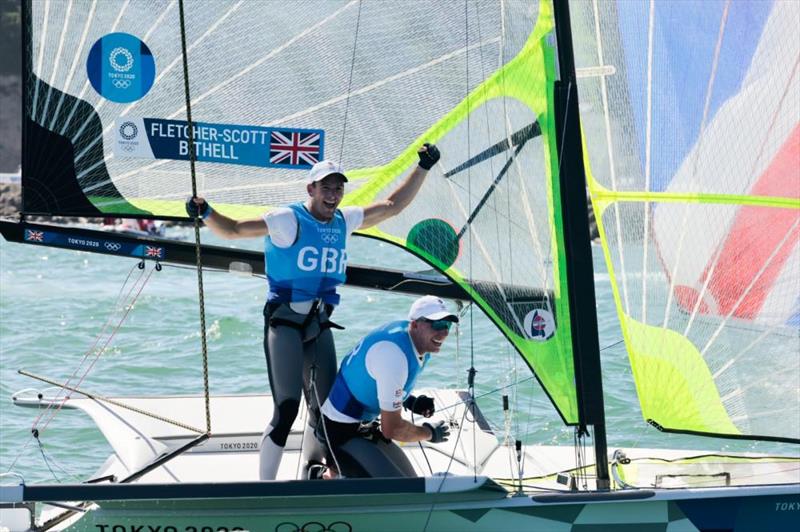 Men's 49er Gold for Dylan Fletcher and Stu Bithell (GBR)  at the Tokyo 2020 Olympic Sailing Competition - photo © Sailing Energy / World Sailing