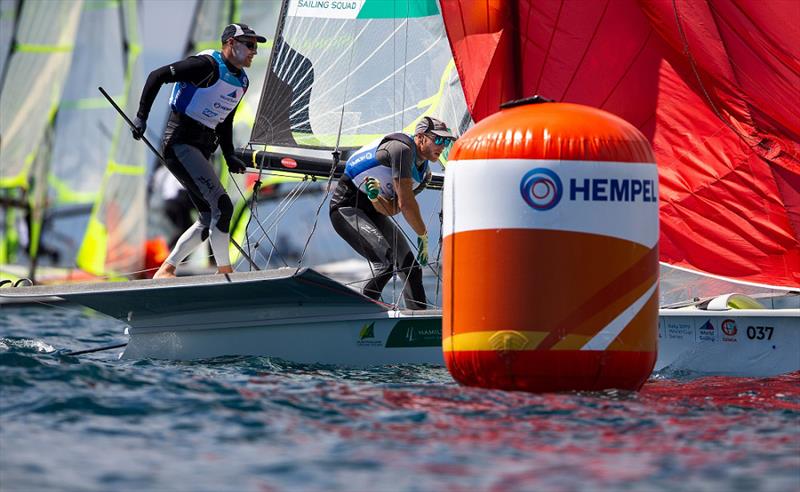 The Phillips brothers sailing in the 49er Gold fleet - Genoa World Cup Series 2019 photo copyright Sailing Energy taken at  and featuring the 49er class