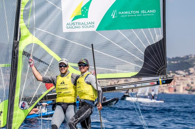 Australian brothers David and Lachy Gilmour - Hempel World Cup Series Genoa photo copyright Jesus Renedo / Sailing Energy / World Sailing taken at Yacht Club Italiano and featuring the 49er class