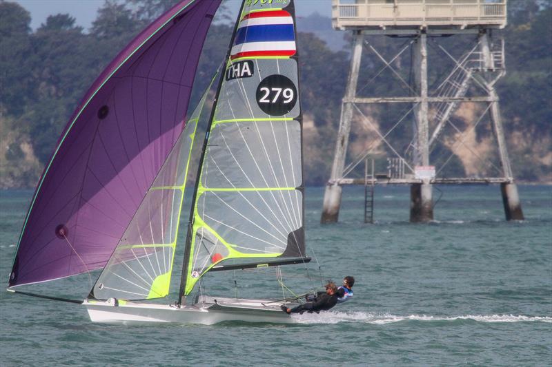 Thailand 49er training on the Waitemata Harbour ahead of the 2019 World Championships. The 49er, 49erFX and Nacra 17 World Championships get underway in four weeks photo copyright Richard Gladwell taken at Takapuna Boating Club and featuring the 49er class