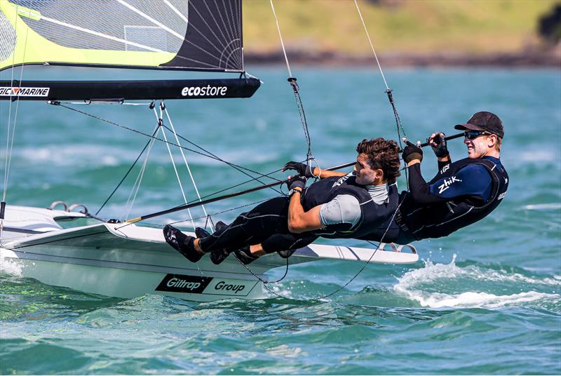 Peter Burling and Blair Tuke (NZL) Day 1,  49er World Championships presented by Hyundai - December 3, 2019, Auckland NZ photo copyright Jesus Renedo / Sailing Energy taken at Royal Akarana Yacht Club and featuring the 49er class