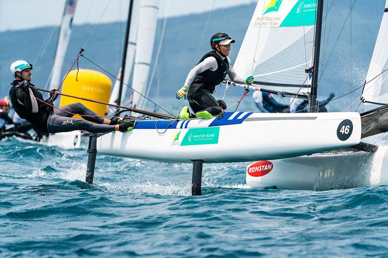 Nathan and Haylee - 2019 Hyundai 49er, 49erFX and Nacra 17 World Championships photo copyright Beau Outteridge taken at Royal Akarana Yacht Club and featuring the 49er class