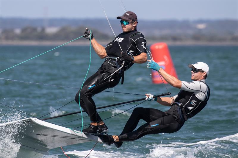 Isaac McHardie and William McKenzie - 49er - Day 4 - 2020 World Championships - Royal Geelong Yacht Club - February 2020 photo copyright Bill Phillips taken at Royal Geelong Yacht Club and featuring the 49er class