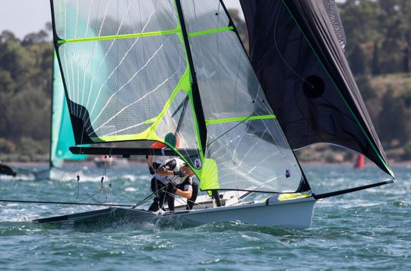 Andrew Mollerus and Ian MacDiarmid - 2020 49er, 49er FX & Nacra 17 World Championships, Day 4 photo copyright Adam Mustill taken at Royal Geelong Yacht Club and featuring the 49er class