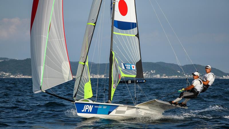 Leonard Takahashi-Fry - 49er - Tokyo2020 - Day 7- July, 31, - Enoshima, Japan photo copyright Richard Gladwell - Sail-World.com/nz taken at  and featuring the 49er class