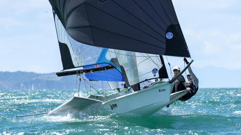 49er -  Day 2 - Oceanbridge NZL Sailing Regatta - Takapuna BC February 18, 2022 photo copyright Richard Gladwell / Sail-World.com/nz taken at Takapuna Boating Club and featuring the 49er class