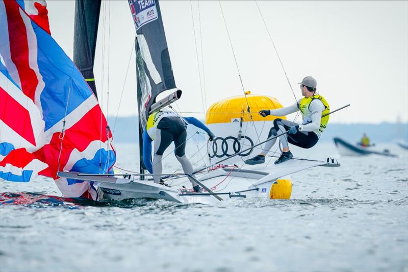 Wide internationality throughout the world elite - here the British 49er winners James Peters/Fynn Sterritt - is the typical Kiel Week character photo copyright Sascha Klahn / Kieler Woche taken at Kieler Yacht Club and featuring the 49er class