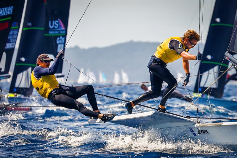 Logan Dunning Beck and Oscar Gunn (NZL) - 49er - Day 4 - NZL Sailing Team - Semaine Olympique Francais - April 27, 2023 photo copyright Sailing Energy taken at  and featuring the 49er class