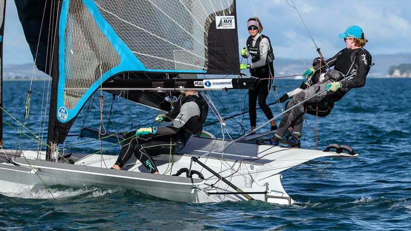 Oceanbridge NZL Sailing Regatta - Wakatere BC April 11, photo copyright Richard Gladwell / Sail-World.com / nz taken at Wakatere Boating Club and featuring the 49er FX class