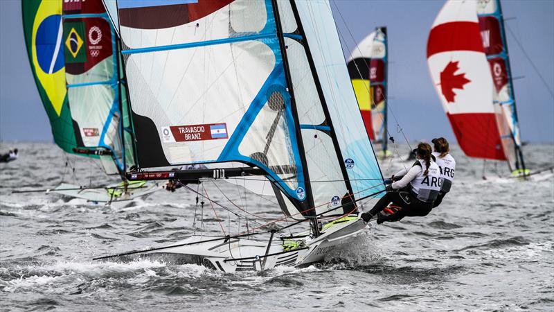 Tokyo2020 - Day 3 - July, 27, - Enoshima, Japan. 49erFX - NZL - Alex Maloney, Molly Meech photo copyright Richard Gladwell - Sail-World.com / nz taken at Takapuna Boating Club and featuring the 49er FX class