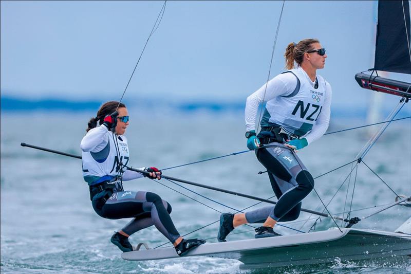 Alex Maloney and Molly Meech had a dramatic opening day in the 49erFX photo copyright Sailing Energy / World Sailing taken at Yachting New Zealand and featuring the 49er FX class