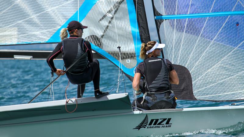 Jo Aleh and Molly Meech - 49erFXOceanbridge NZL Sailing Regatta - Day 4 - Takapuna BC February 20, 2022 - photo © Richard Gladwell - Sail-World.com/nz