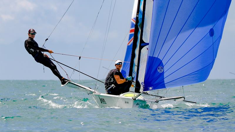 Jo Aleh and Molly Meech - 49erFX - Oceanbridge NZL Sailing Regatta - Day 4 - Takapuna BC February 20, 2022 photo copyright Richard Gladwell / Sail-World.com / nz taken at Takapuna Boating Club and featuring the 49er FX class