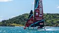 Emirates Team New Zealand sail their AC40 in Auckland..