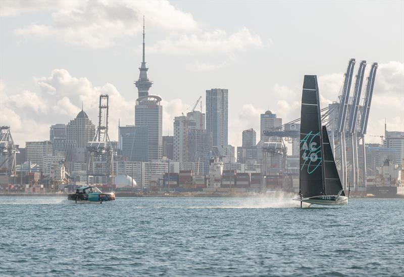 AC40 - returning home - first sailing day - Inner Hauraki Gulf - Auckland - September 21, 2022 photo copyright Hamish Hooper / Emirates Team New Zealand taken at Royal New Zealand Yacht Squadron and featuring the AC40 class