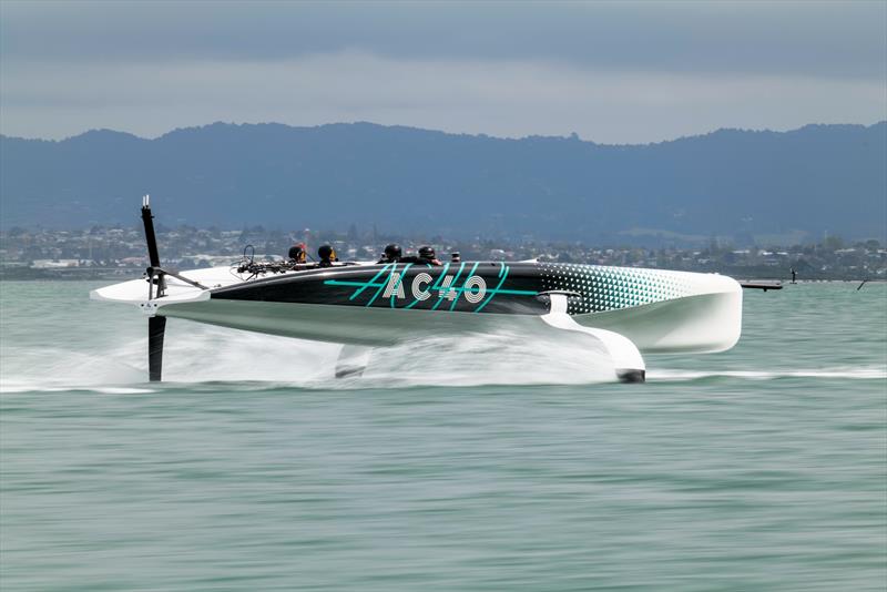 America's Cup Recon Emirates Team New Zealand AC40 Day 1 photo copyright Adam Mustill / America's Cup taken at Royal New Zealand Yacht Squadron and featuring the AC40 class