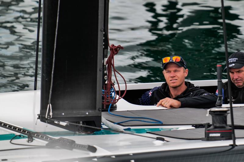 Nathan Outteridge and Ray Davies - America's Cup Joint Recon Emirates Team New Zealand AC40 Day 2 - September 21, 2022 photo copyright Adam Mustill / America's Cup taken at Royal New Zealand Yacht Squadron and featuring the AC40 class