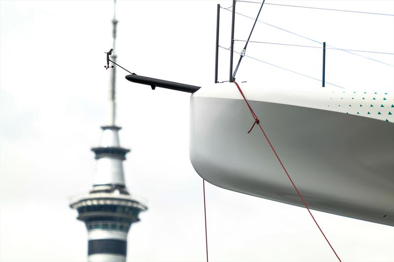 Bowsprit and wind wand - ETNZ - America's Cup Joint Recon Emirates Team New Zealand AC40 Day 2 - September 21, 2022 photo copyright Adam Mustill / America's Cup taken at Royal New Zealand Yacht Squadron and featuring the AC40 class