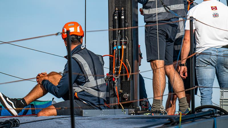INEOS Britannia - Mast back with hydraulic luff control systems for double skinned mainsail - November 27, 2022 - Mallorca photo copyright Ugo Fonolla / America's Cup taken at Royal Yacht Squadron and featuring the AC40 class
