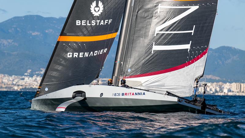 Hove to. - INEOS Britannia  -   LEQ12 - January 12, 2023 - Badia de Palma - Mallorca photo copyright Ugo Fonolla / America's Cup taken at Royal Yacht Squadron and featuring the AC40 class