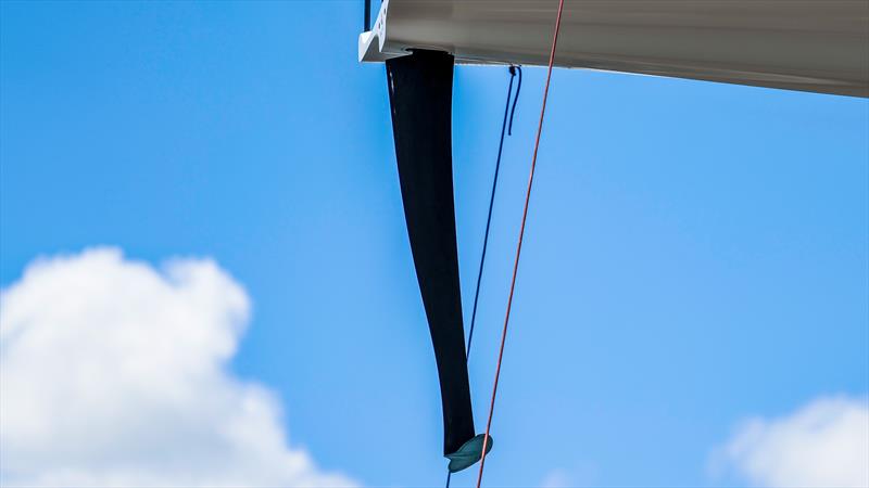 Rudder wingfoil - Emirates Team NZ - AC40-1|LEQ12 - January 20, 2023 - Hauraki Gulf - photo © Adam Mustill / America's Cup