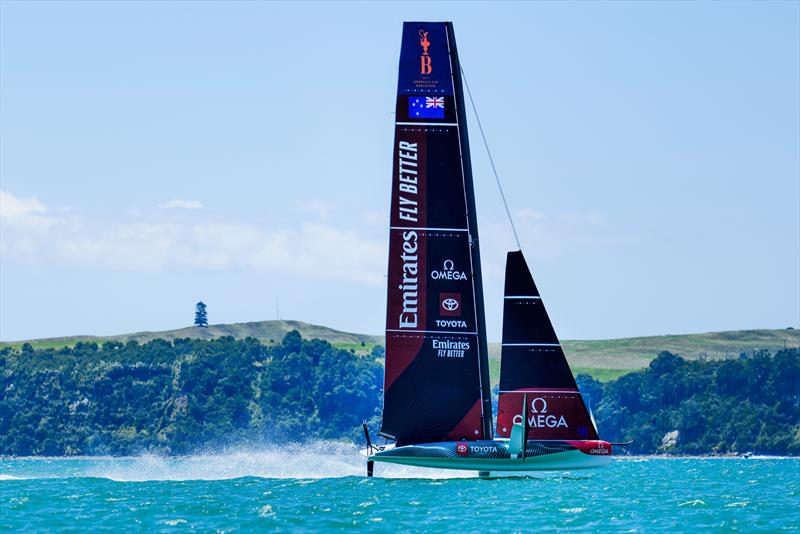 Crossing Islington Bay - Emirates Team NZ - AC40-1|LEQ12 - January 20, 2023 - Hauraki Gulf - photo © Adam Mustill / America's Cup