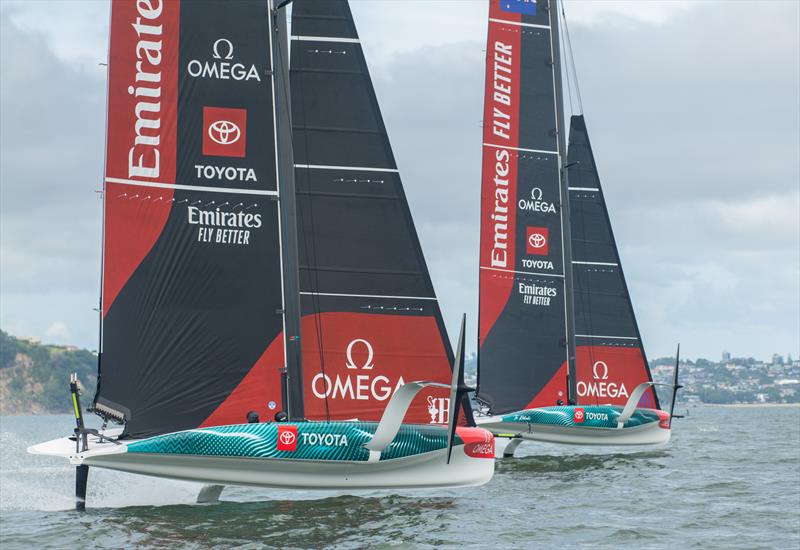 Emirates Team New Zealand testing AC40 sailing on the Hauraki Gulf - February 2, 2023 photo copyright James Somerset/Emirates Team NZ taken at Royal New Zealand Yacht Squadron and featuring the AC40 class