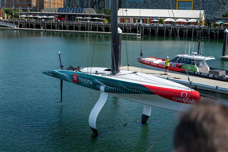 Emirates Team New Zealand  -  Te Kakahi - AC40 launch - February 9, 2023 - ETNZ base -  Auckland NZ photo copyright James Somerset/Emirates Team NZ taken at Royal New Zealand Yacht Squadron and featuring the AC40 class