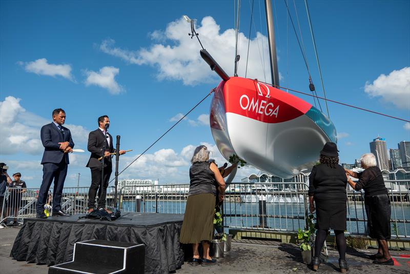 Emirates Team New Zealand  -  Te Kakahi - AC40 launch - February 9, 2023 - ETNZ base -  Auckland NZ photo copyright James Somerset/Emirates Team NZ taken at Royal New Zealand Yacht Squadron and featuring the AC40 class