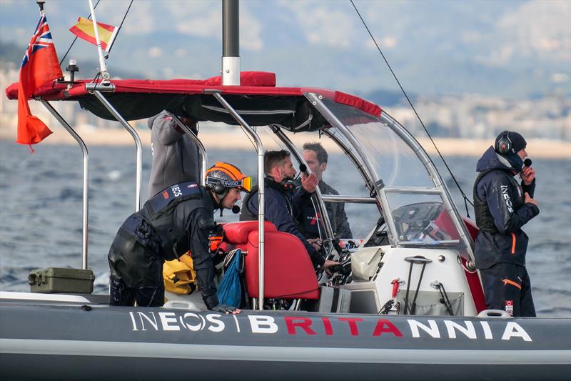 1604hrs: Discussion on RIB - LEQ12 -  February 8, 2023 - Mallorca - photo © Ugo Fonolla / America's Cup