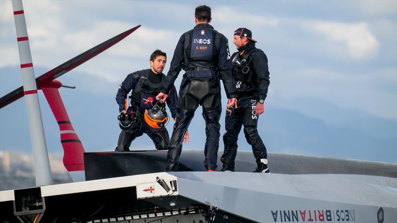 1604hrs: Crew discussion  - LEQ12 -  February 8, 2023 - Mallorca - photo © Ugo Fonolla / America's Cup