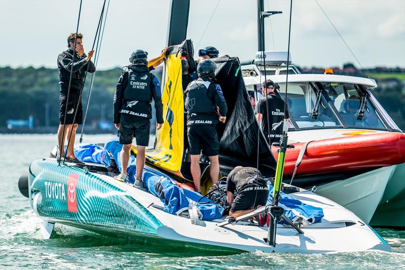 Emirates Team New Zealand  -  LEQ12 - February 10, 2023 - Waitemata Harbour, Auckland NZ photo copyright Adam Mustill taken at Royal New Zealand Yacht Squadron and featuring the AC40 class