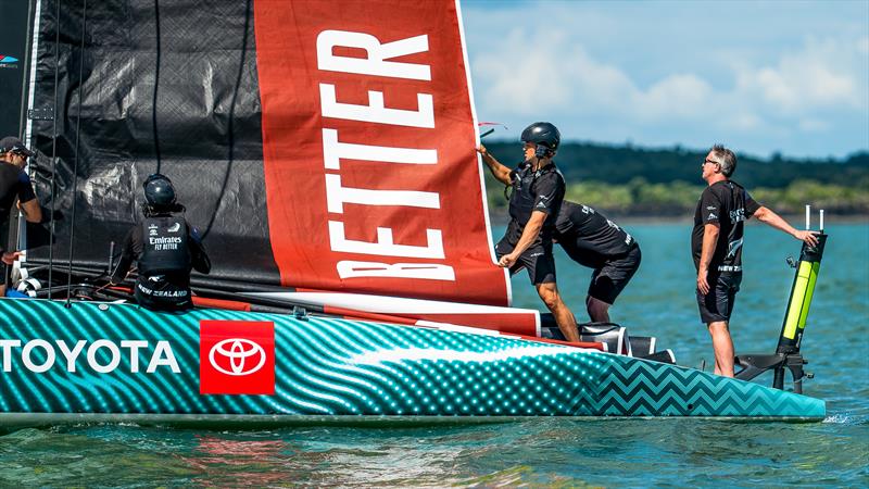 Emirates Team New Zealand  -  LEQ12 - Day 18 - February 23, 2023 - Waitemata Harbour, Auckland NZ photo copyright Adam Mustill / America's Cup taken at Royal New Zealand Yacht Squadron and featuring the AC40 class