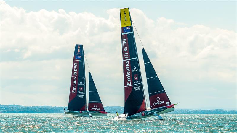 Emirates Team New Zealand  -  LEQ12 - Day 18 - February 23, 2023 - Waitemata Harbour, Auckland NZ photo copyright Adam Mustill / America's Cup taken at Royal New Zealand Yacht Squadron and featuring the AC40 class